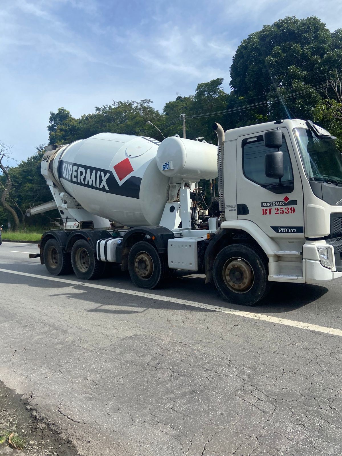 Concrete mixer field trial showing the digital hydrometer installed on the truck.